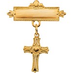 Cross with Heart Baptismal Pin