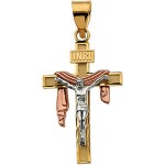 Tricolor Gold Crucifix Pendant